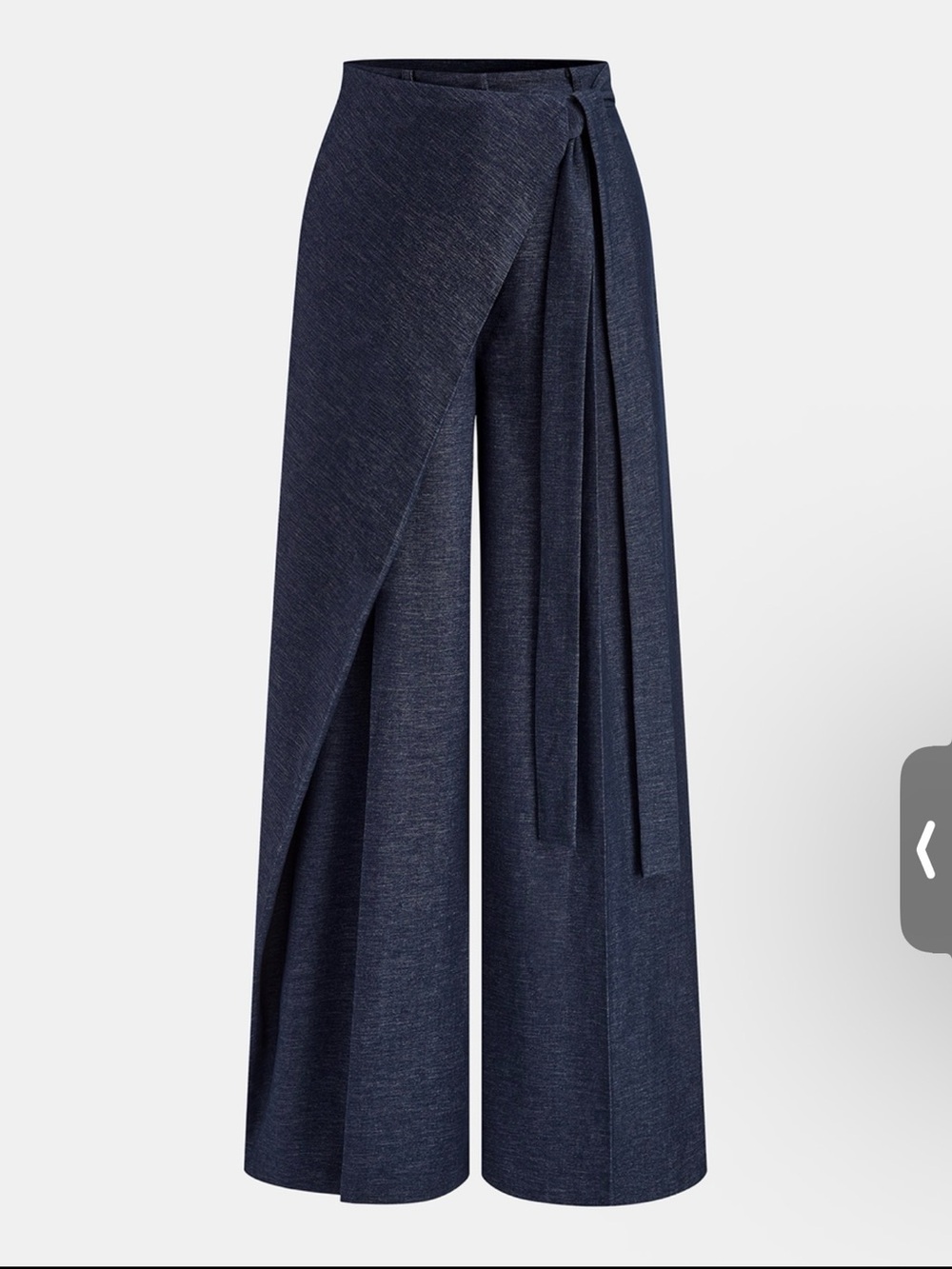 Commense Navy Wide-Leg Wrap Pants with Waist Tie
